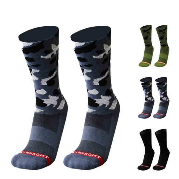 Calcetines de Ciclismo camuflaje movimiento al aire libre Calcetines de bicicleta de montaña compresión transpirable hombres mujeres Calcetines Ciclismo