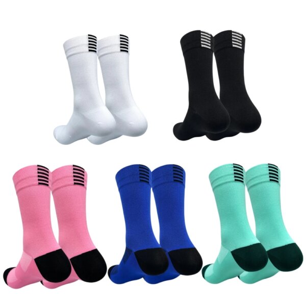 Calcetines de ciclismo para correr, cilindro medio de secado rápido, para hombres y mujeres, deportes, Fitness en el tubo