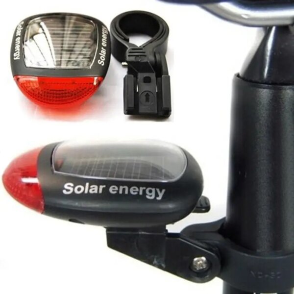 Luz trasera Solar para bicicleta, energía Solar, LED, luz trasera para bicicleta, luz de advertencia de seguridad, equipo de conducción nocturna