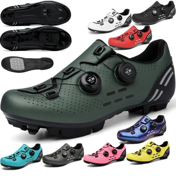 Zapatillas de ciclismo de velocidad para hombre, botas planas de ciclismo de carretera, zapatos de ciclismo con pedales Spd, zapatillas de deporte para bicicleta de montaña