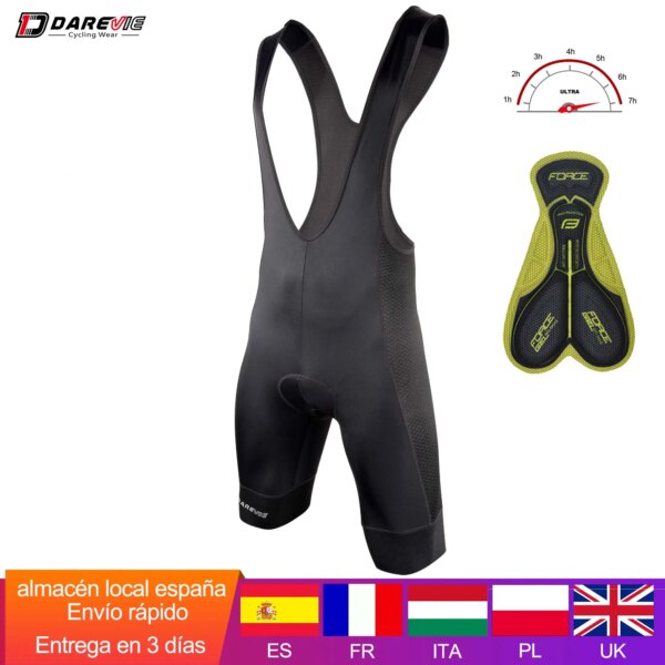 DAREVIE-pantalones cortos con pechera para ciclismo, acolchados de Gel grueso 3D, 6 horas de ciclismo, Bretelle, 7 CM, pinza, equipo profesional, pantalones cortos de ciclismo