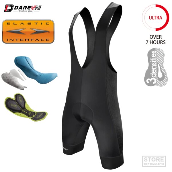 DAREVIE Culotte con tirantes de ciclismo para hombre, almohadilla de Gel 6H Ride's Pro Team Italy, 7 CM, pinza para pierna MTB