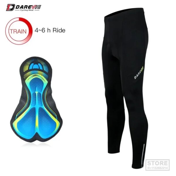 DAREVIE-pantalones de ciclismo con almohadilla de Gel 3D para hombre, transpirables, largos con cremallera en la pierna, 6 horas de alta calidad, ciclismo de montaña y carretera