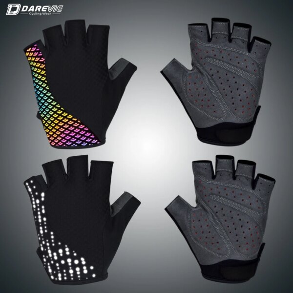 DAREVIE-guantes reflectantes para ciclismo, guantes de medio dedo para ciclismo de montaña y carretera, guantes acolchados de esponja de alta calidad, suaves y superligeros