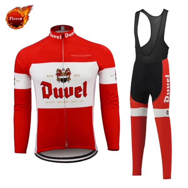 DUVEL Ciclismo Jersey hombres conjunto de manga larga Ropa de bicicleta invierno polar y primavera otoño Ropa fina de bicicleta MTB Ropa Ciclismo cerveza