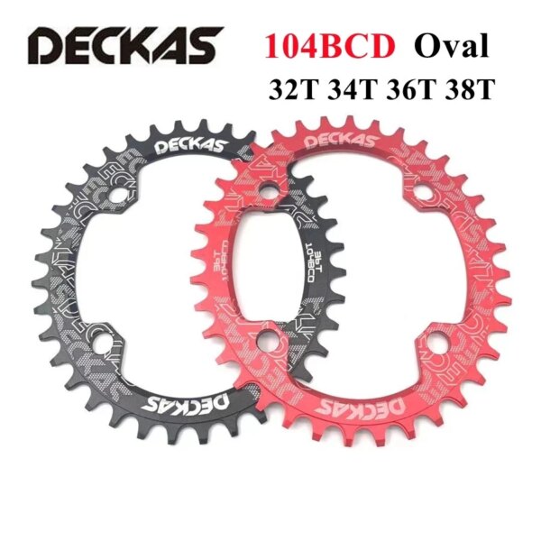 Plato Deckas 104BCD ovalado 32/34/36/38T anillo de cadena ancho estrecho para bicicleta de montaña shimano MTB 104 BCD rueda de cadena de manivela de bicicleta