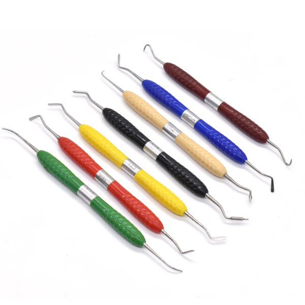 Kit de restauración estética de relleno de resina Dental, cuchillo con mango de silicona, equipo de reparación de relleno compuesto, espátula, herramientas dentales