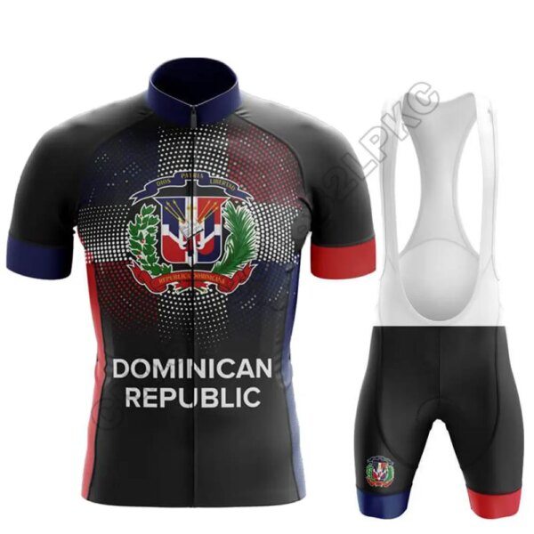 Ropa de ciclismo de República Dominicana, camisetas de ciclismo de verano para hombre, maillot transpirable, conjuntos de ciclismo de manga corta para hombre