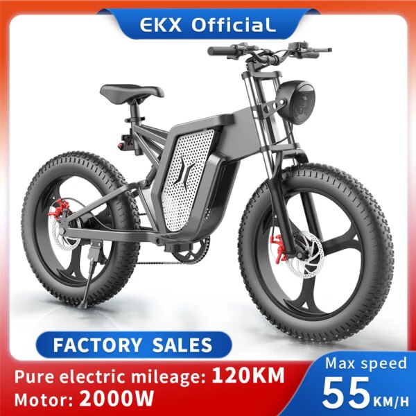 EKX X20 Bicicleta eléctrica 35AH 2000W 48V Bicicleta eléctrica de montaña para adultos Ciclomotor de montaña de 20 pulgadas Bicicleta eléctrica con freno de aceite hidráulico de carretera para hombres