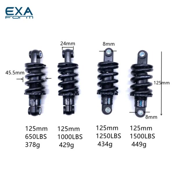 EXA Form bicicleta 290 850lbs Suspensión de amortiguador trasero resorte contra choques KS Durable MTB bicicleta de montaña 125 1000 1250