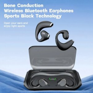 Auriculares Bluetooth inalámbricos deportivos JR04 montados en la oreja con conducción ósea, auriculares deportivos de alta calidad de sonido y larga resistencia