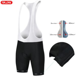 Pantalones cortos con pechera para ciclismo con cojín de interfaz elástica, pantalones cortos con logo reflectante para equipo deportivo, pantalones cortos negros con pechera para ciclismo para hombre