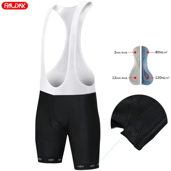 Pantalones cortos con pechera para ciclismo con cojín de interfaz elástica, pantalones cortos con logo reflectante para equipo deportivo, pantalones cortos negros con pechera para ciclismo para hombre