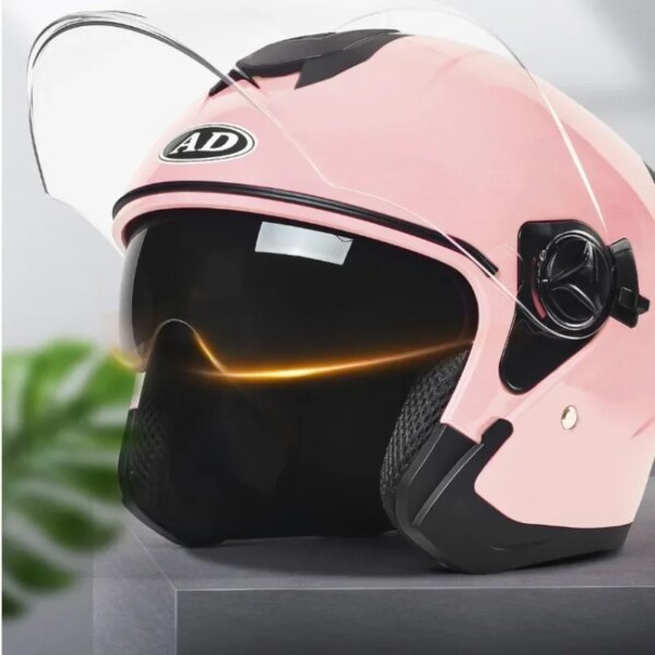 Casco de bicicleta eléctrica para mujer, cálido invierno para scooters eléctricos, casco de seguridad para todas las estaciones, medio casco de motocicleta para hombres