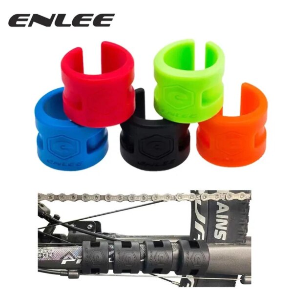 Enlee 4 unids/set equipo Protector de bicicleta Cuadro de bicicleta de montaña de carretera anillo de protección de goma de colisión pegatinas protectoras de cadena