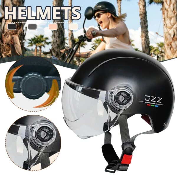 Casco facial para motocicleta, viseras abiertas de doble lente, casco bicicleta eléctrica de verano para hombres y mujeres, cascos para Moto y Moto