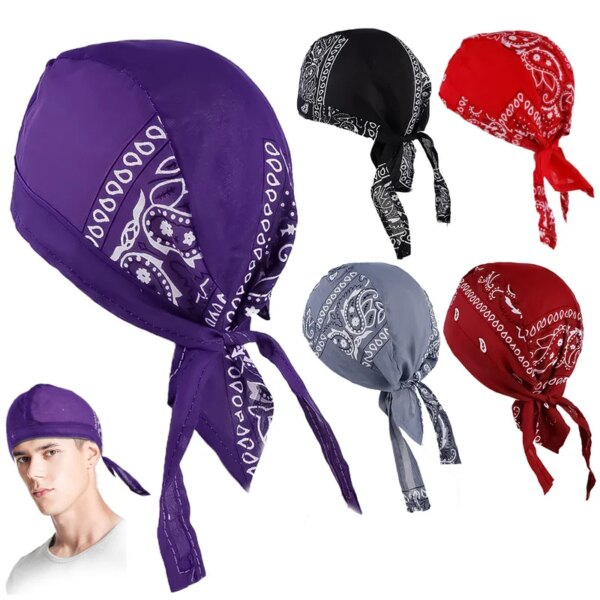 Gorro de pirata a la moda para hombre, pañuelo de algodón estampado con protección solar para ciclismo, sombrero para mujer, pañuelo para la cabeza de Hip-hop, diadema deportiva