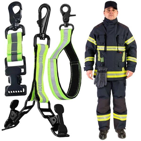 Correa para guante de bombero, Clips para guantes de seguridad con ribete reflectante, resistente para el trabajo, accesorios para equipo contra incendios de rescate de bomberos