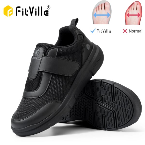 FitVille Zapatos para diabéticos para hombre ancho extra ancho para pies hinchados neuropatía alivio del dolor diabético zapatos casuales ligeros para caminar