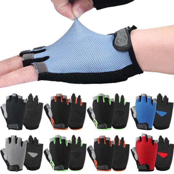 Guantes de Fitness para hombre y mujer, transpirables, antideslizantes, medio dedo, para pesca, ciclismo, sin dedos, para verano