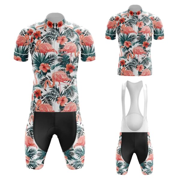 Flamingo Summer Traje de ciclismo para hombre Conjunto multiestilo alternativo, Maillot Ciclismo Hombre