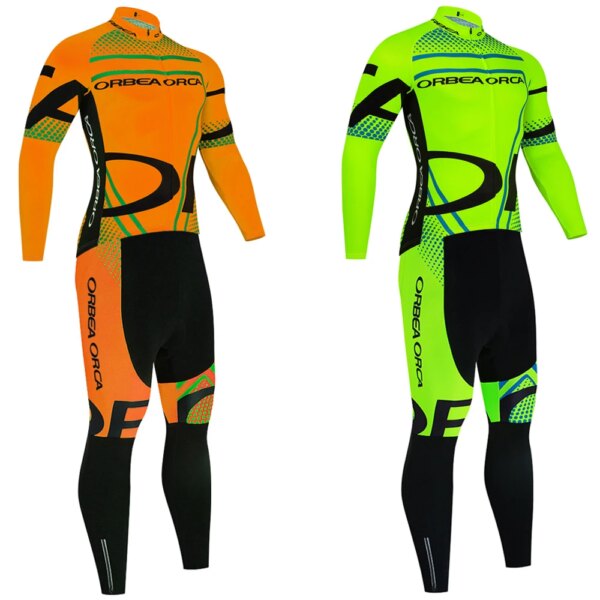 Jersey de Ciclismo amarillo flúor orbea orca, chaqueta de invierno para bicicleta, pantalones para hombre y mujer, Ropa térmica de lana para Ciclismo, Ropa Jerysey