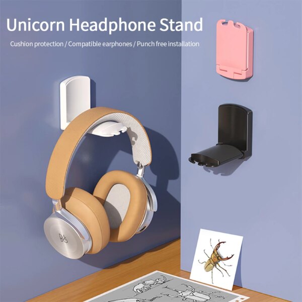 Soporte plegable para auriculares, soporte para controlador de auriculares para juegos, adhesivo fuerte para pared debajo del escritorio, gancho para colgar, estante de exhibición