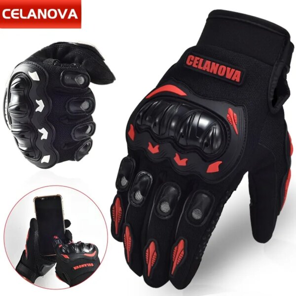 Guantes de motocicleta con dedos completos para hombre, guantes de motocicleta todoterreno con pantalla táctil, guantes para bicicleta de montaña