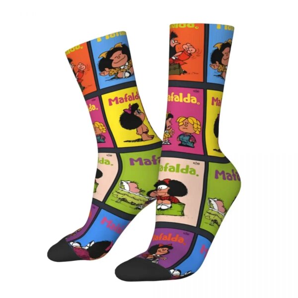 Calcetines divertidos para hombre, póster Retro de Mafalda, dibujos animados de Hip Hop, calcetines informales con patrón de regalo impreso