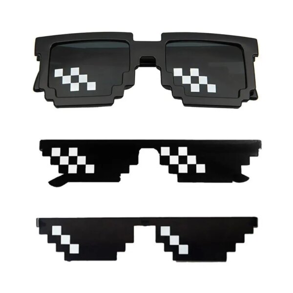 Divertidas gafas de sol Thug Life Pixel divertidos disfraces originales mujer hombre Vintage Pixel gafas de sol de mosaico negro gafas divertidas geniales