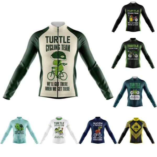 Camiseta de ciclismo de manga larga con tortuga divertida, ropa transpirable para bicicleta de carretera, camiseta de carreras, camisa Unisex Anti-UV para montar en bicicleta de montaña