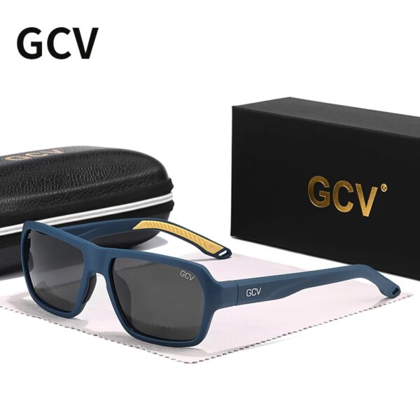 GCV marca profesional pesca conducción deportes de ciclismo gafas de sol polarizadas cuadrado rectángulo hombres mujeres UNISEX TR90