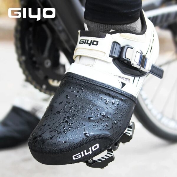 GIYO-cubiertas impermeables para zapatos, Protector reflectante cálido antideslizante reutilizable, cubierta de zapato de medio dedo, equipo de ciclismo de invierno para bicicleta de montaña