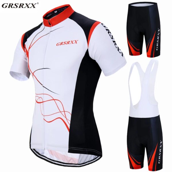 GRSRXX Conjunto de Jersey de Ciclismo de Verano para Hombre, Camisa de Ciclismo Anti-UV, Conjuntos de Ropa de Ciclismo con Almohadilla de Gel 5D, Uniforme de Ciclismo Profesional para Equipo de Bicicleta