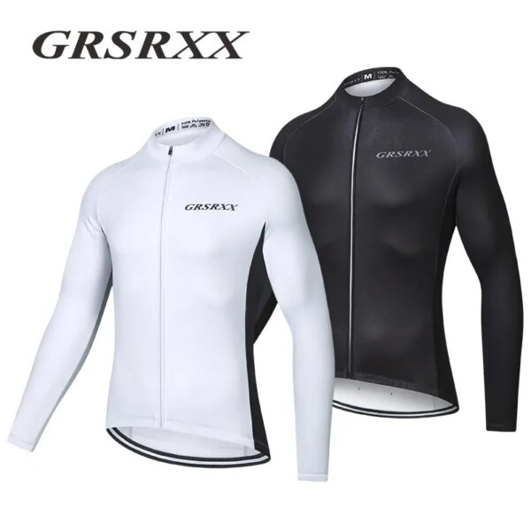 GRSRXX Camisetas de Ciclismo Hombres Manga Larga Ciclismo Otoño Invierno MTB Bicicleta de Carretera Ropa de Montar Ropa Deportiva Transpirable para Bicicleta de Carretera