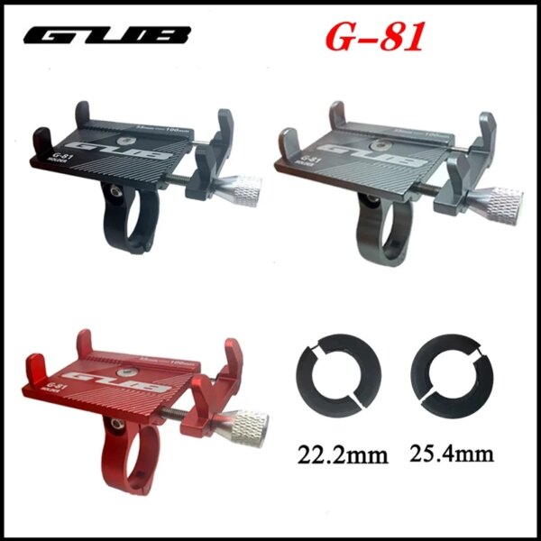 GUB G81 G-81 soporte de teléfono de aluminio para bicicleta para teléfono inteligente de 3,5-6,2 pulgadas Soporte ajustable GPS soporte de montaje para teléfono de bicicleta