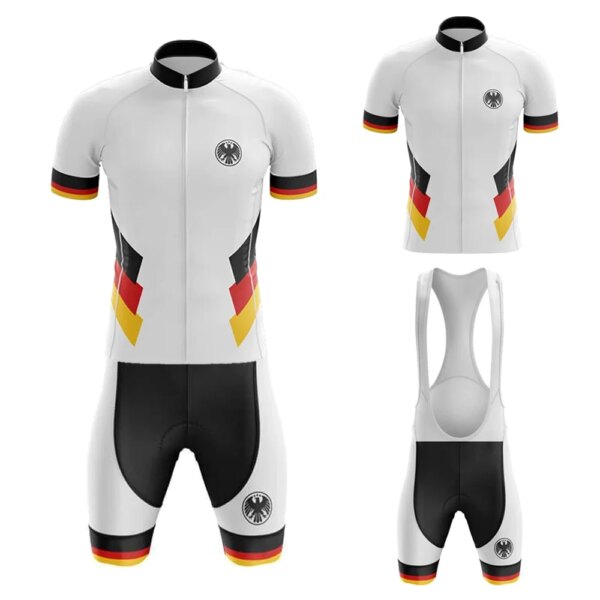 Alemania blanco Ciclismo Jersey conjunto babero corto Gel transpirable Pad Ciclismo Masculino Maillot Ciclismo Hombre se puede personalizar