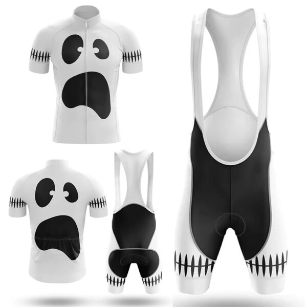 Ghost Face Kit de ciclismo blanco Ropa de paseo para hombre Jersey Traje corto Ropa de bicicleta 100% poliéster Personalizable