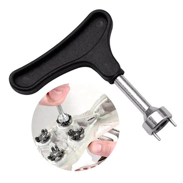 Herramienta de llave de punta de Golf, mango de trinquete, removedor de Golf, destripador de acero, trinquete negro para zapatos de Golf, accesorios de entrenamiento