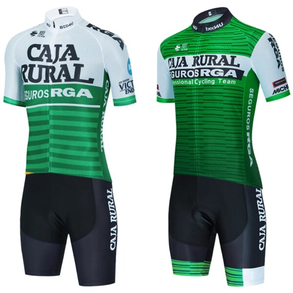 Jersey de Ciclismo verde CAJA RURAL equipo bicicleta Maillot Jersey pantalones cortos traje hombres 20D Road Ropa Ciclismo ITALIA Bicycl camiseta Ropa