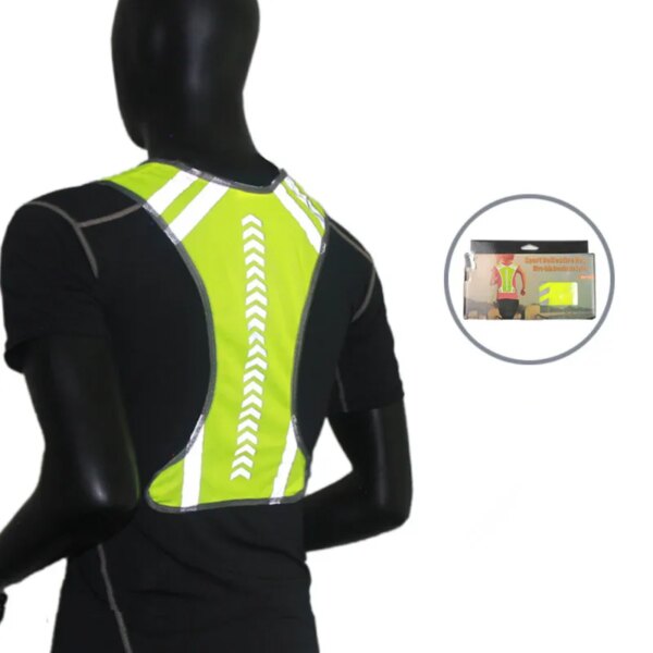 Chaleco reflectante de ciclismo verde, chaqueta segura de alta visibilidad para montar de noche, correr, trotar, ciclismo, chaleco deportivo al aire libre