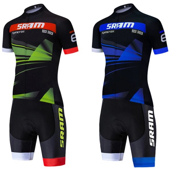 Verde Sram Syncros ROCK SHOCK Bike Jersey Bibs Shorts Set hombres mujeres Ropa Ciclismo secado rápido bicicleta Jersey Ropa