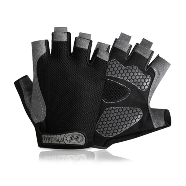 Guantes antideslizantes para gimnasio, guantes de medio dedo transpirables, guantes con mancuernas para hombres y mujeres, guantes deportivos elásticos para ejercicio de choque para ciclismo y bicicleta