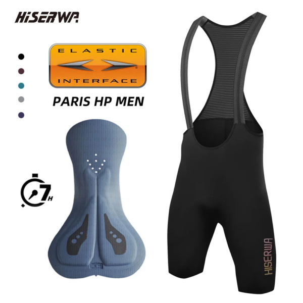 HISERWA-pantalones cortos con pechera para ciclismo, 7 horas de interfaz elástica, almohadilla profesional, pantalones cortos para bicicleta de montaña, transpirables y de secado rápido