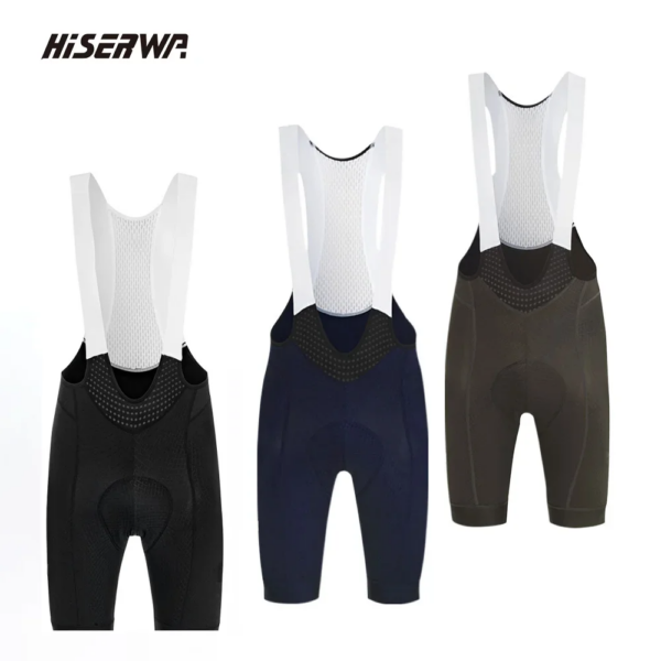 HISERWA-pantalones cortos con tirantes para ciclismo, mallas para hombre, ropa para exteriores, pechera para bicicleta de montaña, pantalones de carrera, 6 horas de ciclismo, pechera acolchada para bicicleta de secado rápido