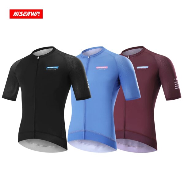 HISERWA-Camiseta de Ciclismo de manga corta para Hombre, ropa de verano de alta calidad para bicicleta de montaña y carretera, transpirable