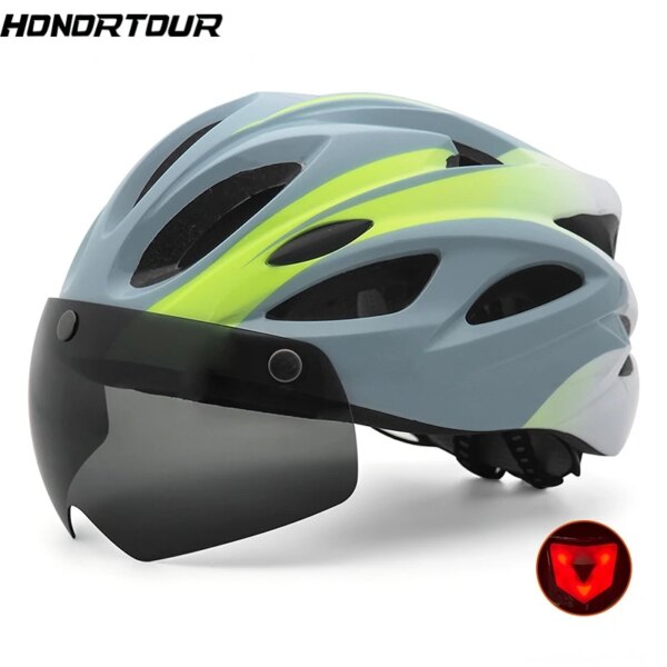 HONORTOUR-casco de bicicleta ultraligero, gafas magnéticas para hombres y mujeres, casco de montar para bicicleta de montaña y carretera para adultos con luz trasera