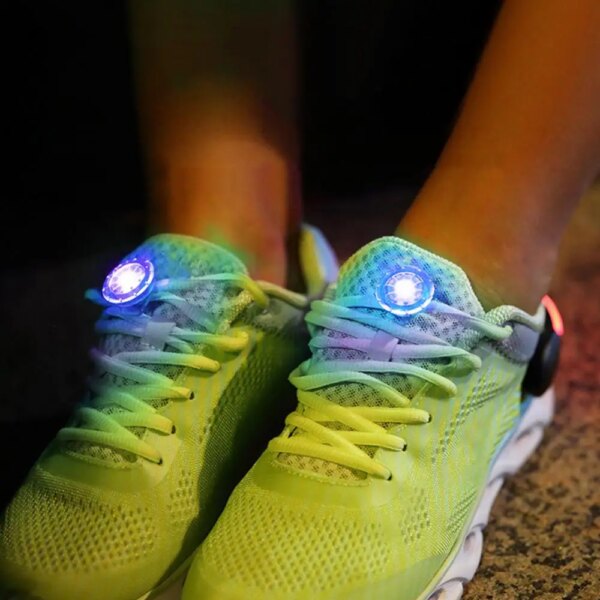 Mini clip redondo para zapatos, luces LED para correr de noche, bicicleta, deportes, luces de advertencia brillantes