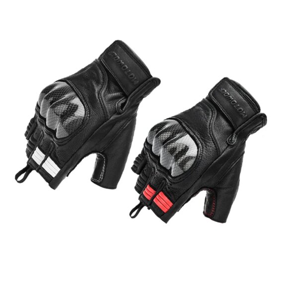 Guantes de medio dedo para motocicleta, nudillos duros de cuero para ciclismo de montaña, carreras, hombres y mujeres, guantes de Moto, equipo protector de fibra de carbono