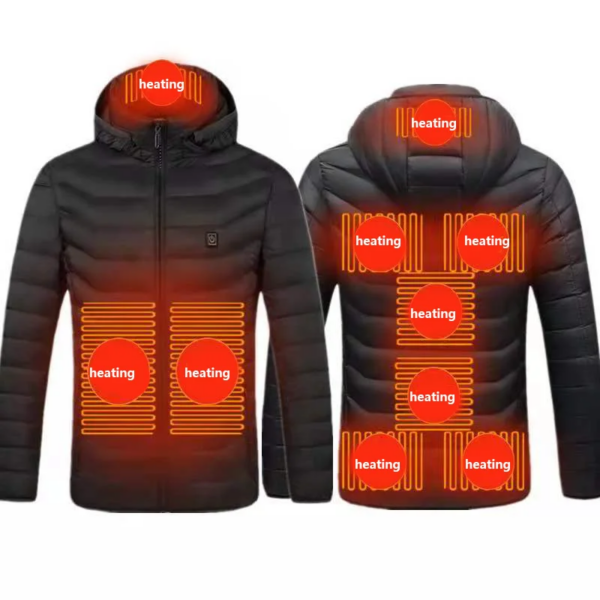 Jack calefactable de talla grande, 5V, USB, cremallera a prueba de viento, bolsillos de invierno, ropa técnica cálida con capucha para hombres, chaqueta calefactable, ropa para exteriores